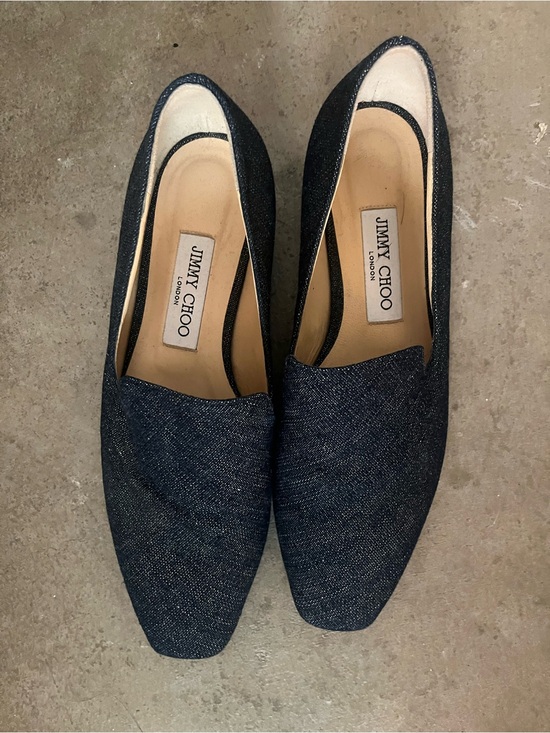 Jimmy Choo Shoes - Jimmy Choo Dark Blue Sparkle Slip-On Loafers